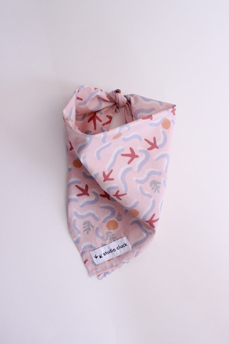 studio cluck early bird bandana - cotton fabric with exclusive studio cluck early bird print - tied like a bandana